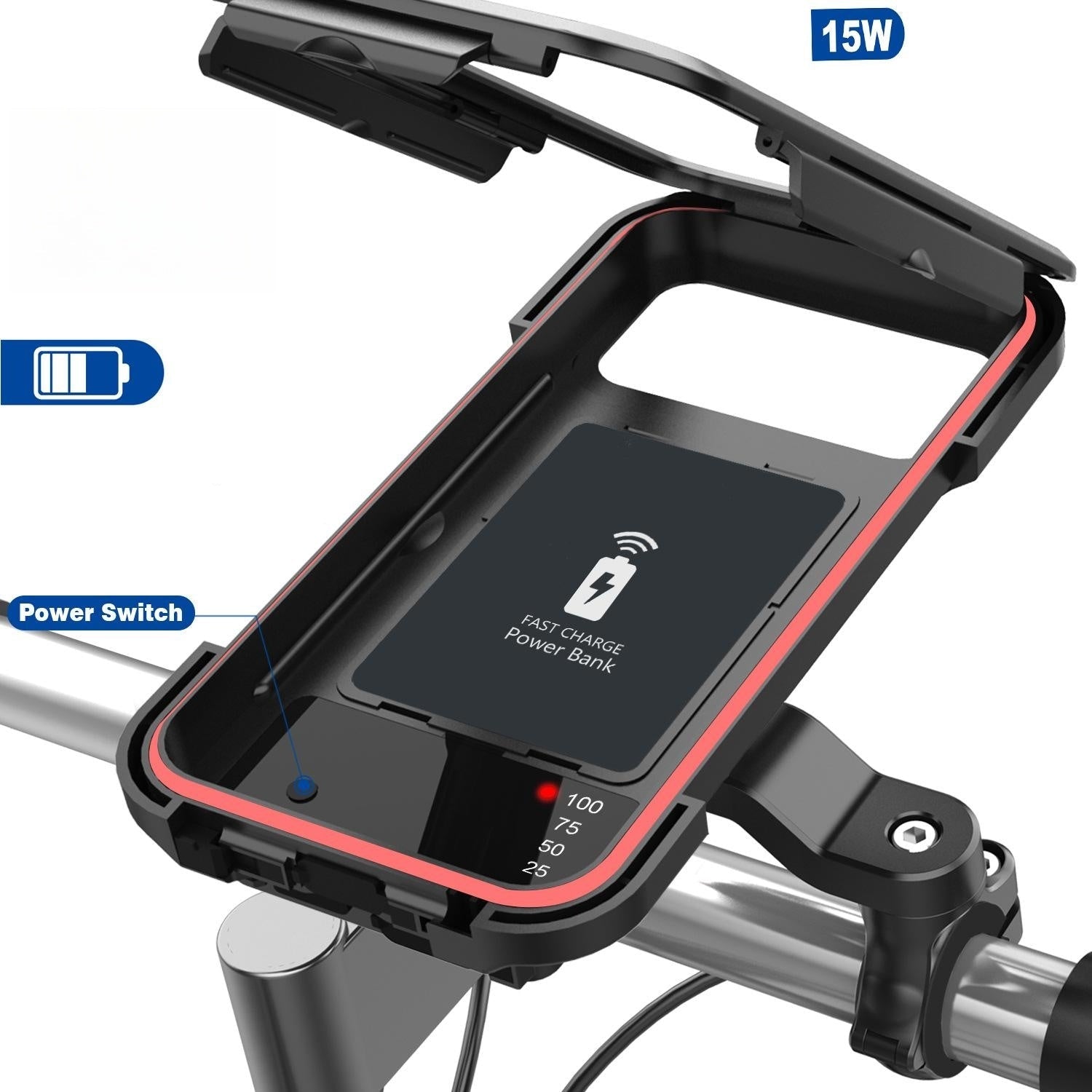 15W Powerbank - Wasserdichter Halter für Fahrradlenker