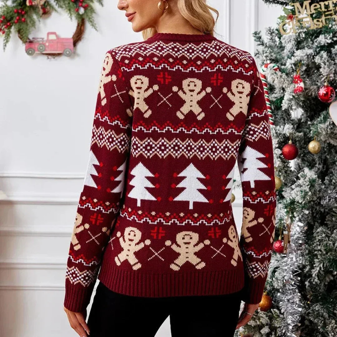 Festlicher Strickpullover für Frauen | Saisonales Muster und gemütlicher Stil