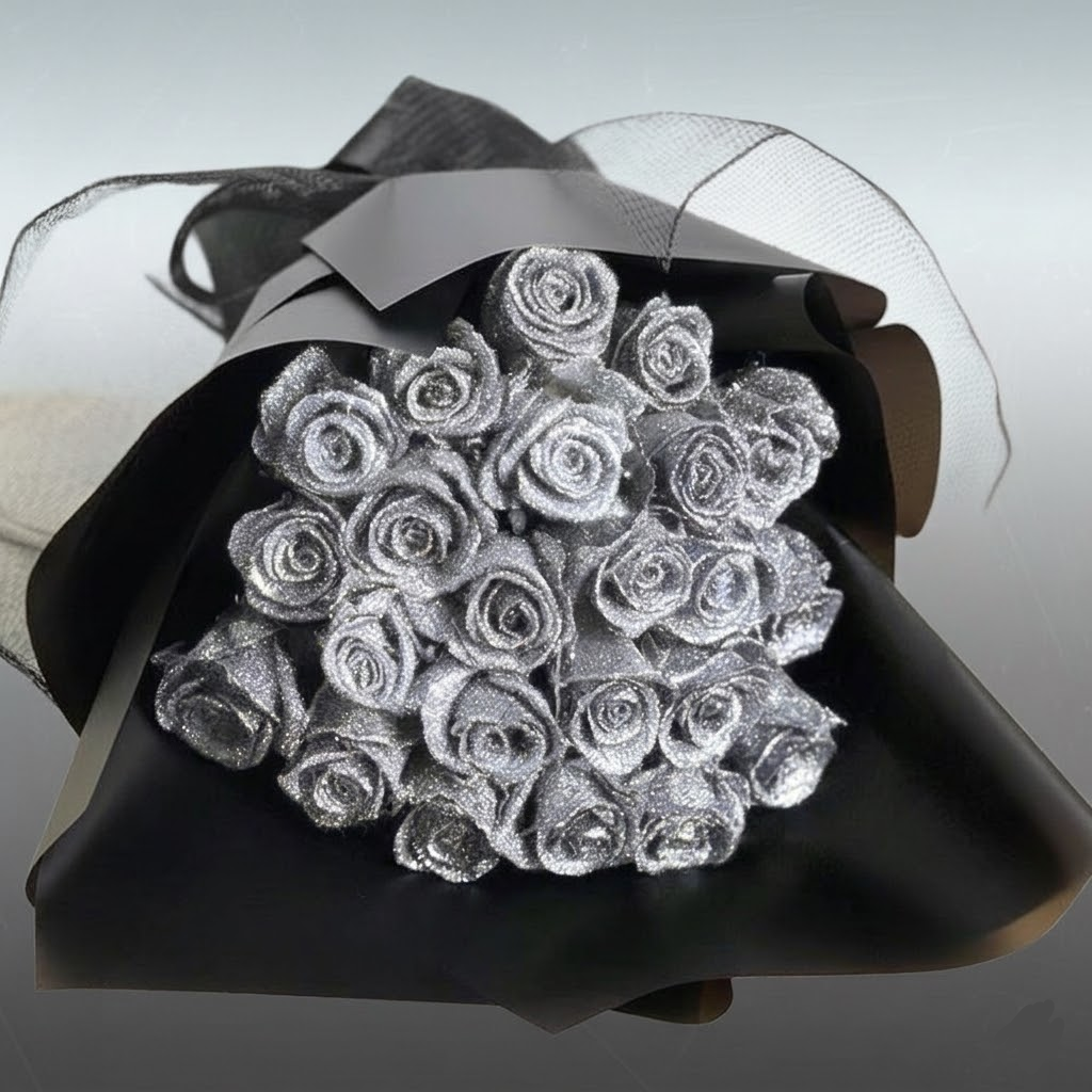 Rosa Glitzerrose Geschenkbox – Symbol ewiger Liebe