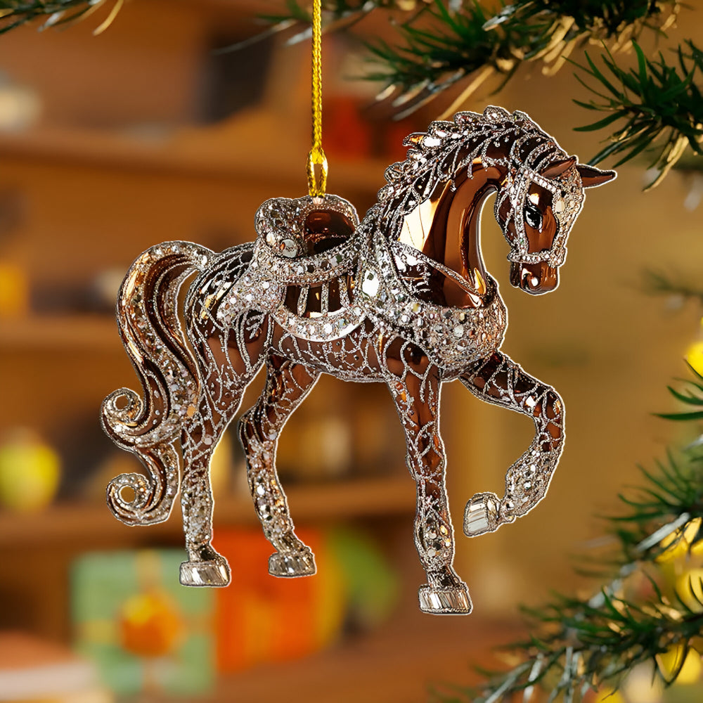 Weihnachtliches Pferdeornament aus Acryl, handgefertigte Baumdekoration