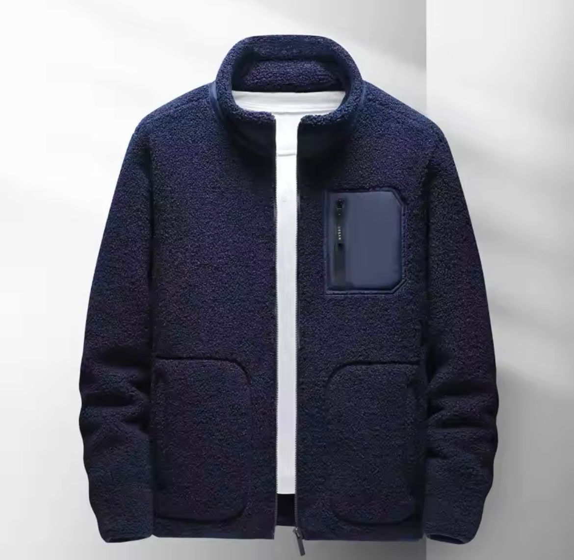 Herren Zip-Jacke mit hohem Kragen und mehreren Taschen