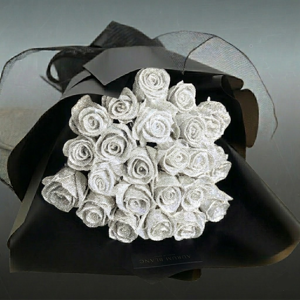 Rosa Glitzerrose Geschenkbox – Symbol ewiger Liebe
