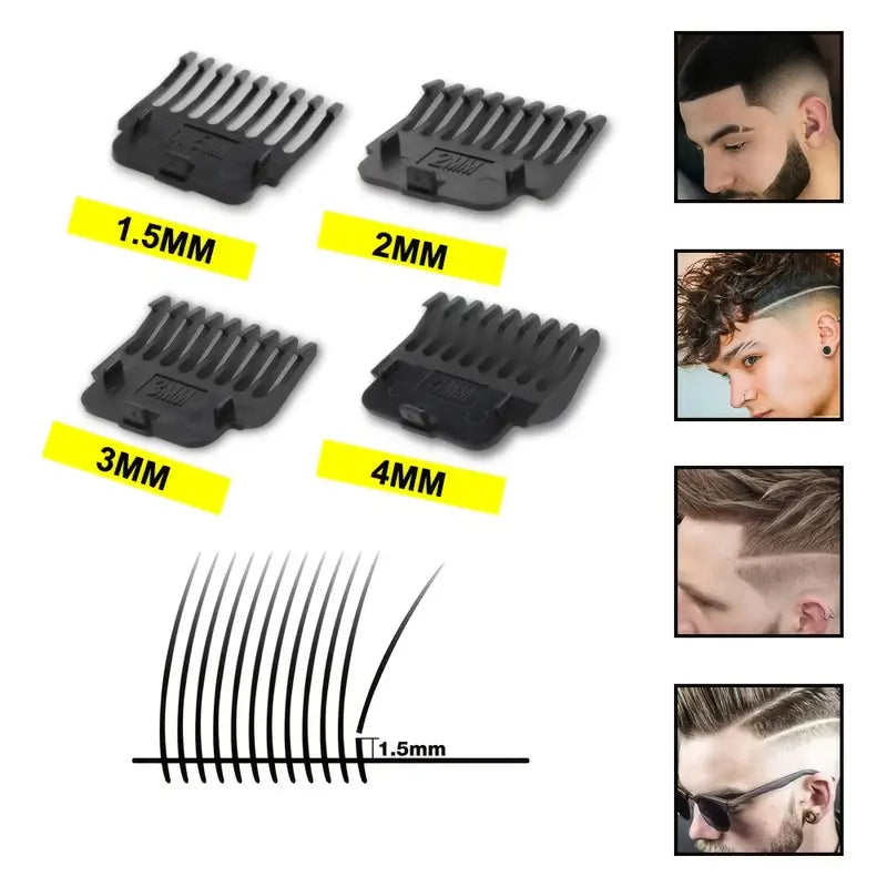 GroomMaster - 3-teiliges professionelles Haar- und Bartpflegeset für Männer, kabellose Trimmer mit LED-Display, USB wiederaufladbar