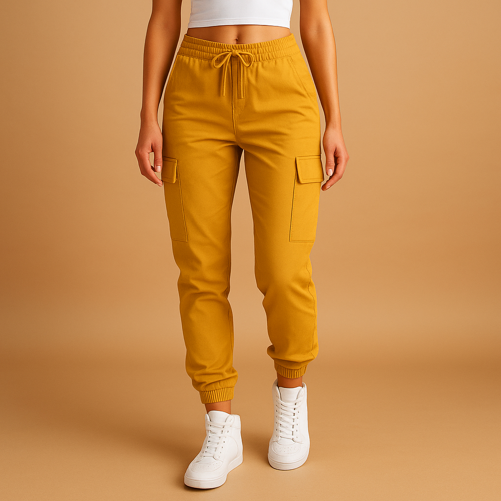 Damen Hochgeschnittene Slim Cargo-Hosen