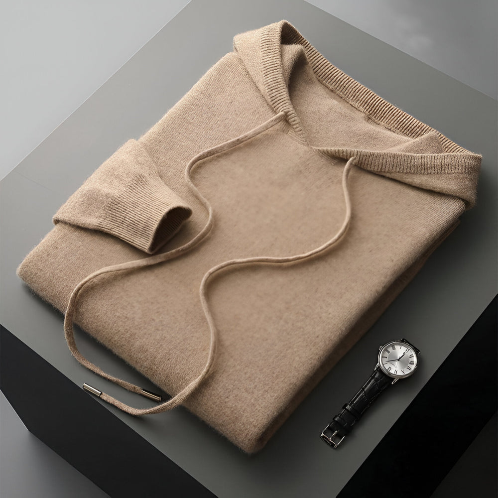Herren Merino Woll Strick Hoodie Pullover
