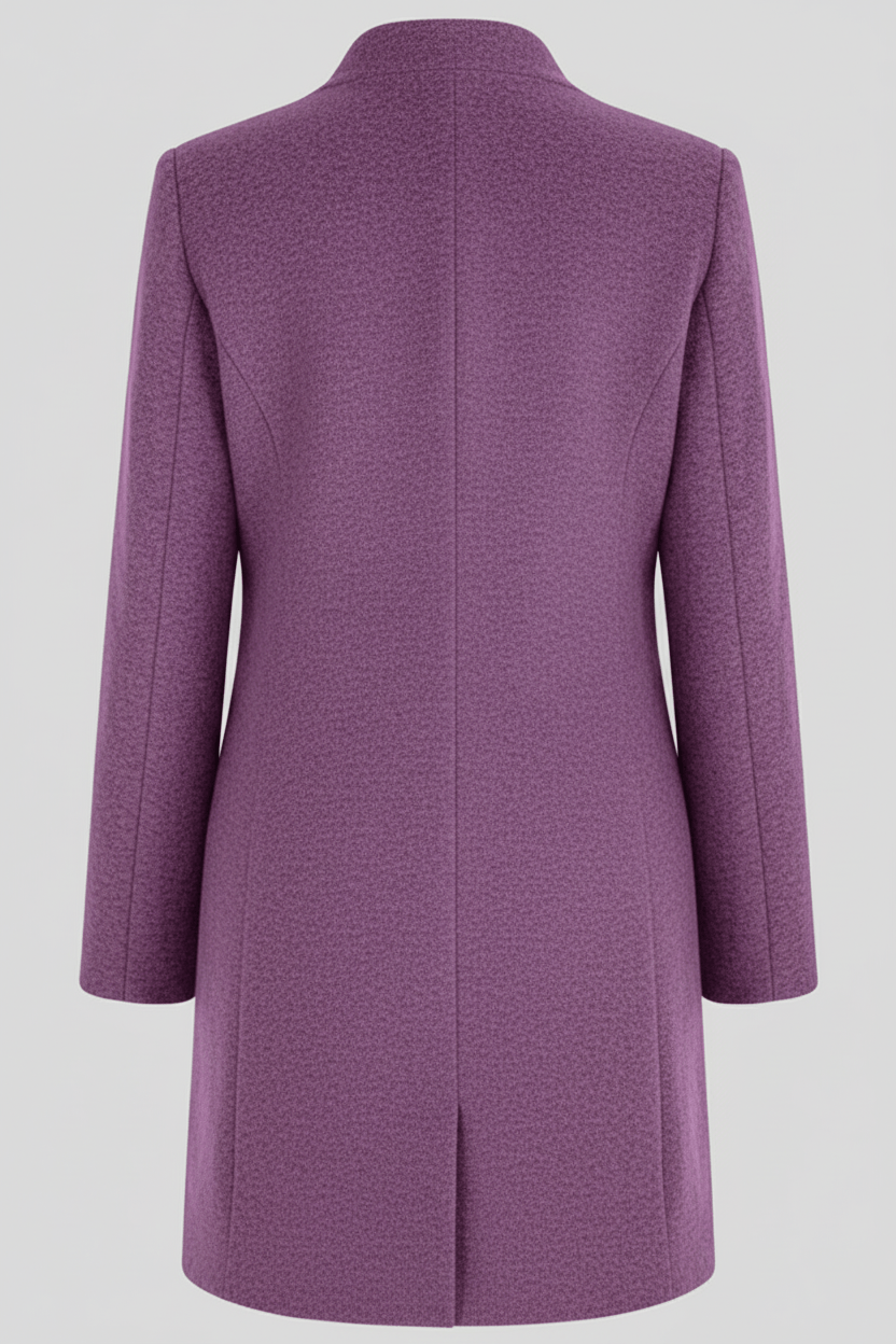 Damen Langer Mantel | Stehkragenjacke mit taillierter Passform und Knopfleiste