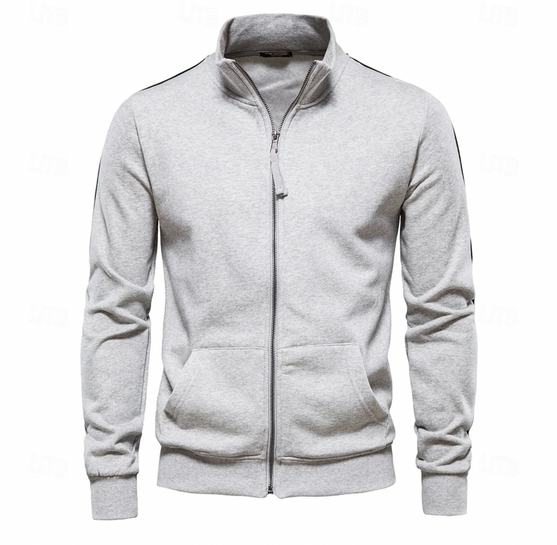Herren Zip-Up Cardigan mit hohem Kragen – Leicht und Lässig