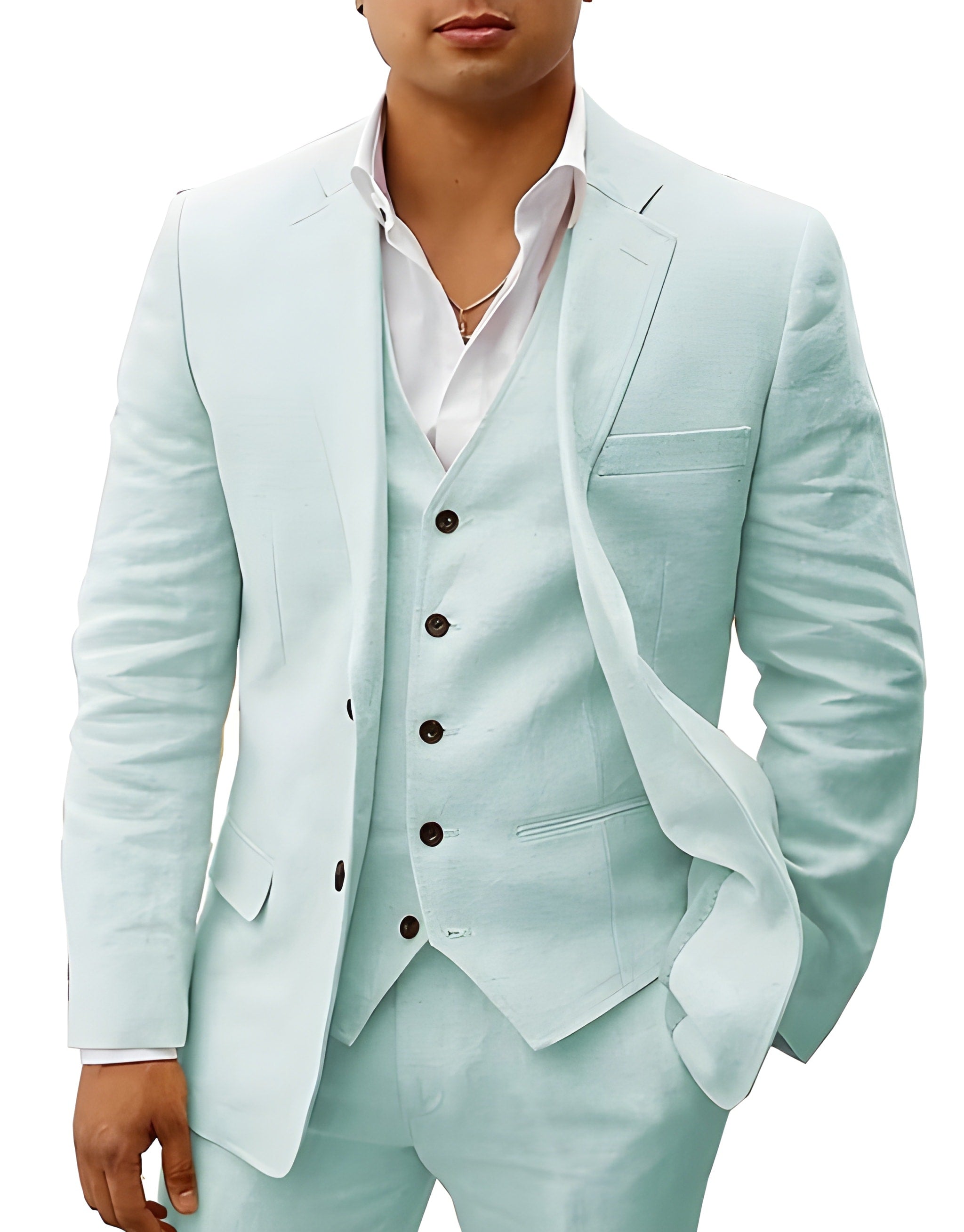 Herren Leinenanzug SummerEase – 3-teiliges atmungsaktives Sommeroutfit mit Weste