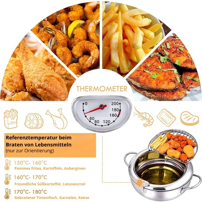 Fritteuse | Edelstahlpfanne mit Thermometer | FryMaster