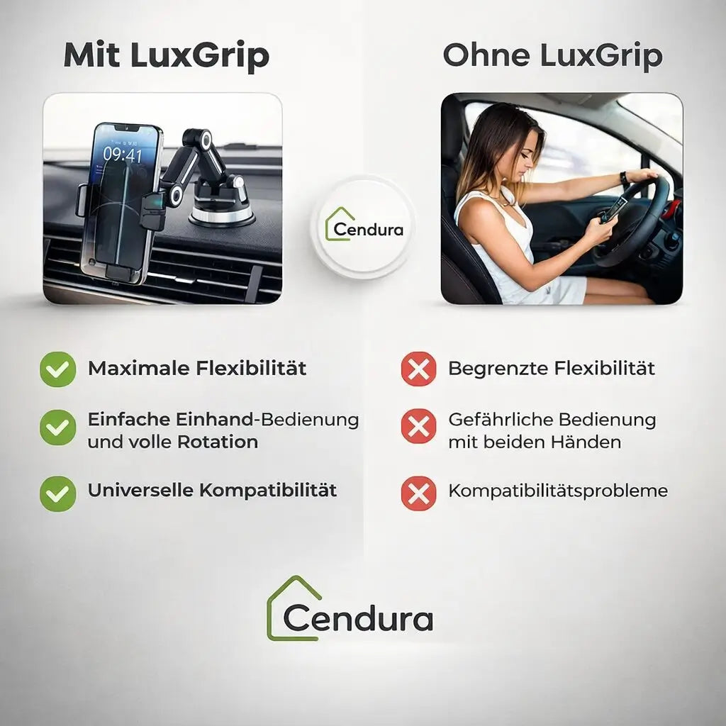Auto-Handyhalter | Handyhalter mit Saugnapf & 360°-Drehung | LuxGrip