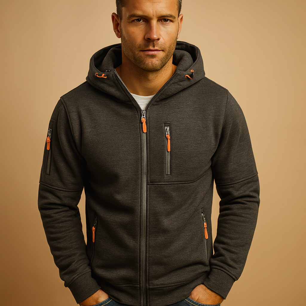 Herren Zip Hoodie mit verstellbarer Kapuze