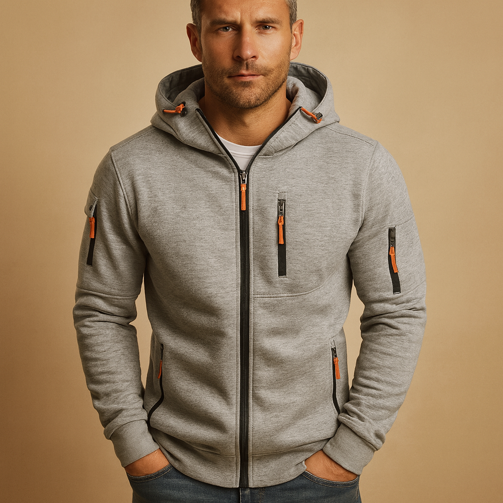 Herren Zip Hoodie mit verstellbarer Kapuze