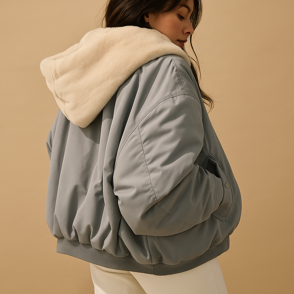 Damen Kurzer Wintermantel mit Kapuze – Warm & Stilvoll