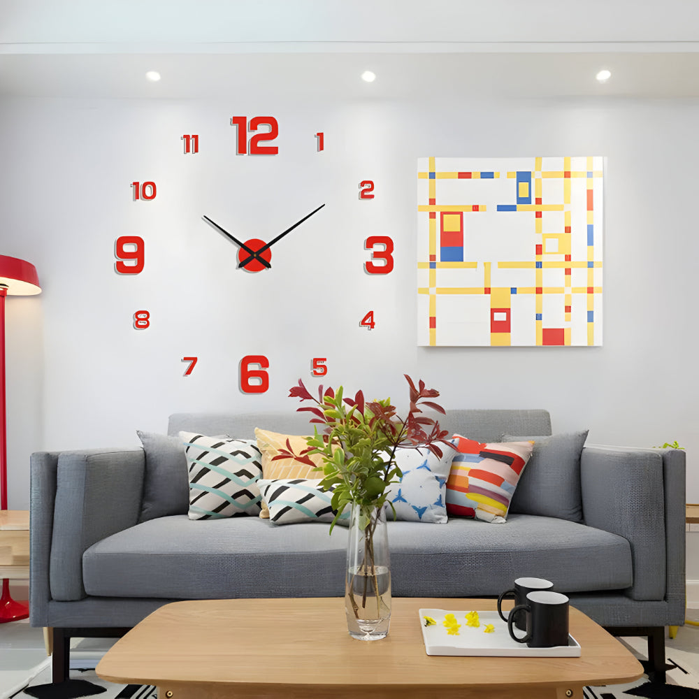 Moderne DIY Wanduhr mit großen Zahlen