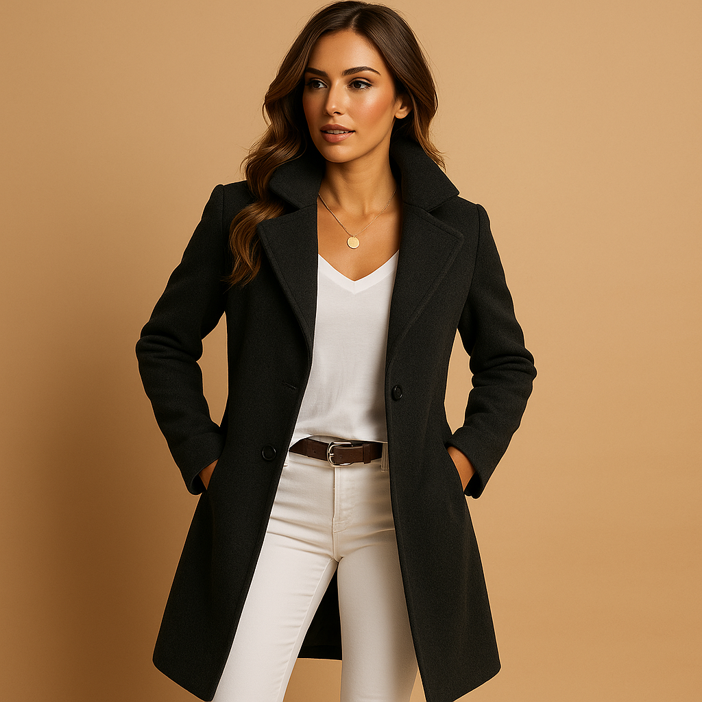 Eleganter Damen-Langmantel mit Knöpfen – Maßgeschneiderter Damenübermantel