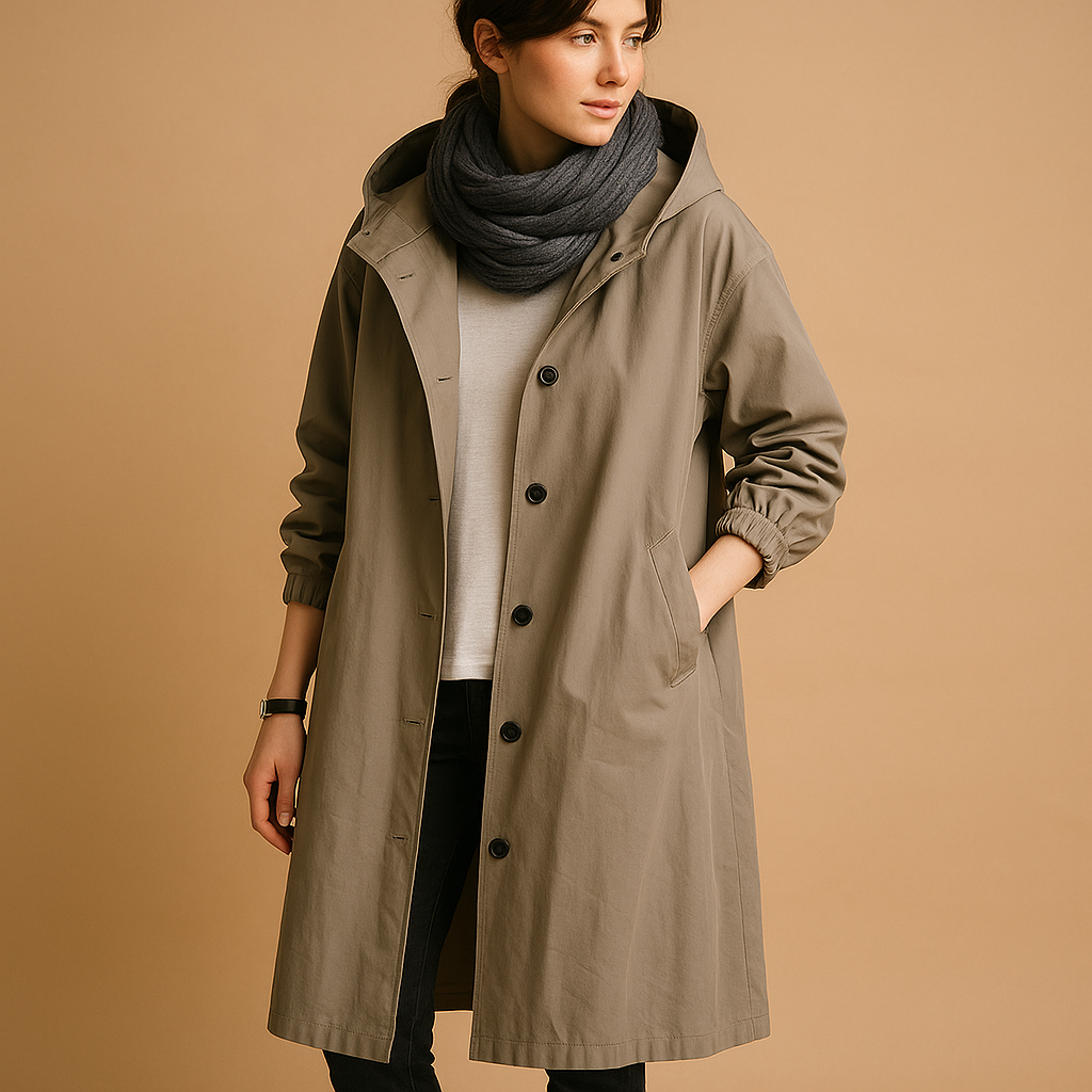 Damen Lange Wasserdichte Regenjacke – Voll Länge Regenmantel