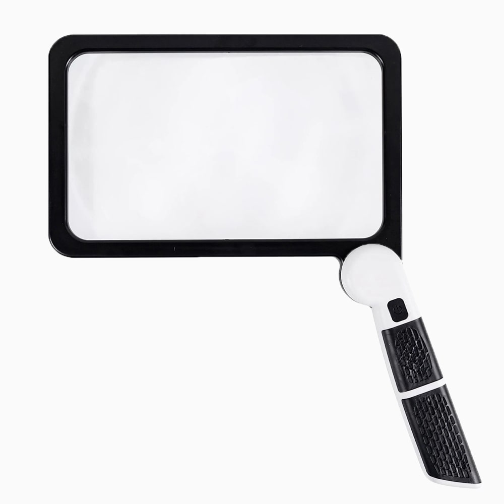 Ripob | Handheld-Vergrößerungsglas im Vollbildformat – 5-fache Vergrößerung, LED-beleuchtetes Vergrößerungsglas mit 3 Modi, ideal zum Lesen von Büchern und für Senioren