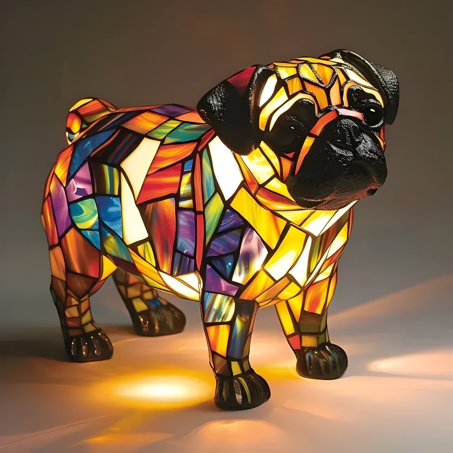 Buntglas Hund Tischlampe Dekorative Tierbeleuchtung