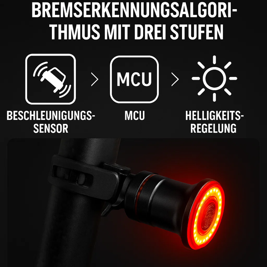 Rücklicht & Bremslicht für Fahrrad und Rennrad mit 6 Modi und Akku | Lumirad