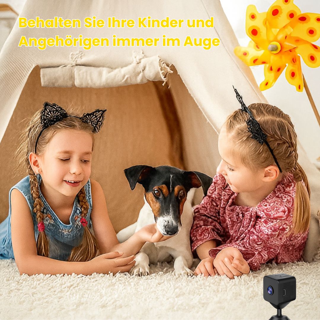 Überwachungskamera für Innen- & Außenbereich | Mini-Wi-Fi-Kamera mit Live-Übertragung auf das Telefon | Kabellos & Kompakt | MiniGuardian