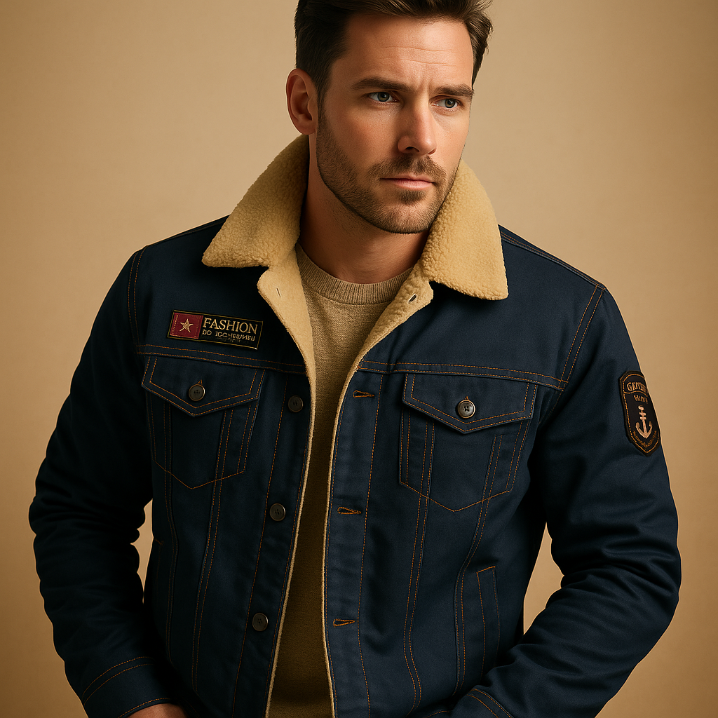 Herren Fleece Motorradjacke mit verstärkten Einsätzen | Lässige Passform